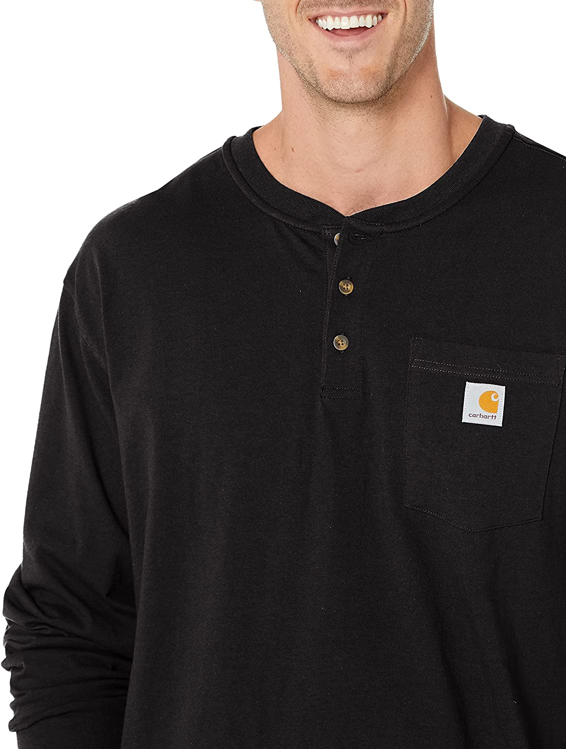Carhartt Men's Loose Fit Heavyweight Long-Sleeve Pocket Henley T-Shirt - Image 4
